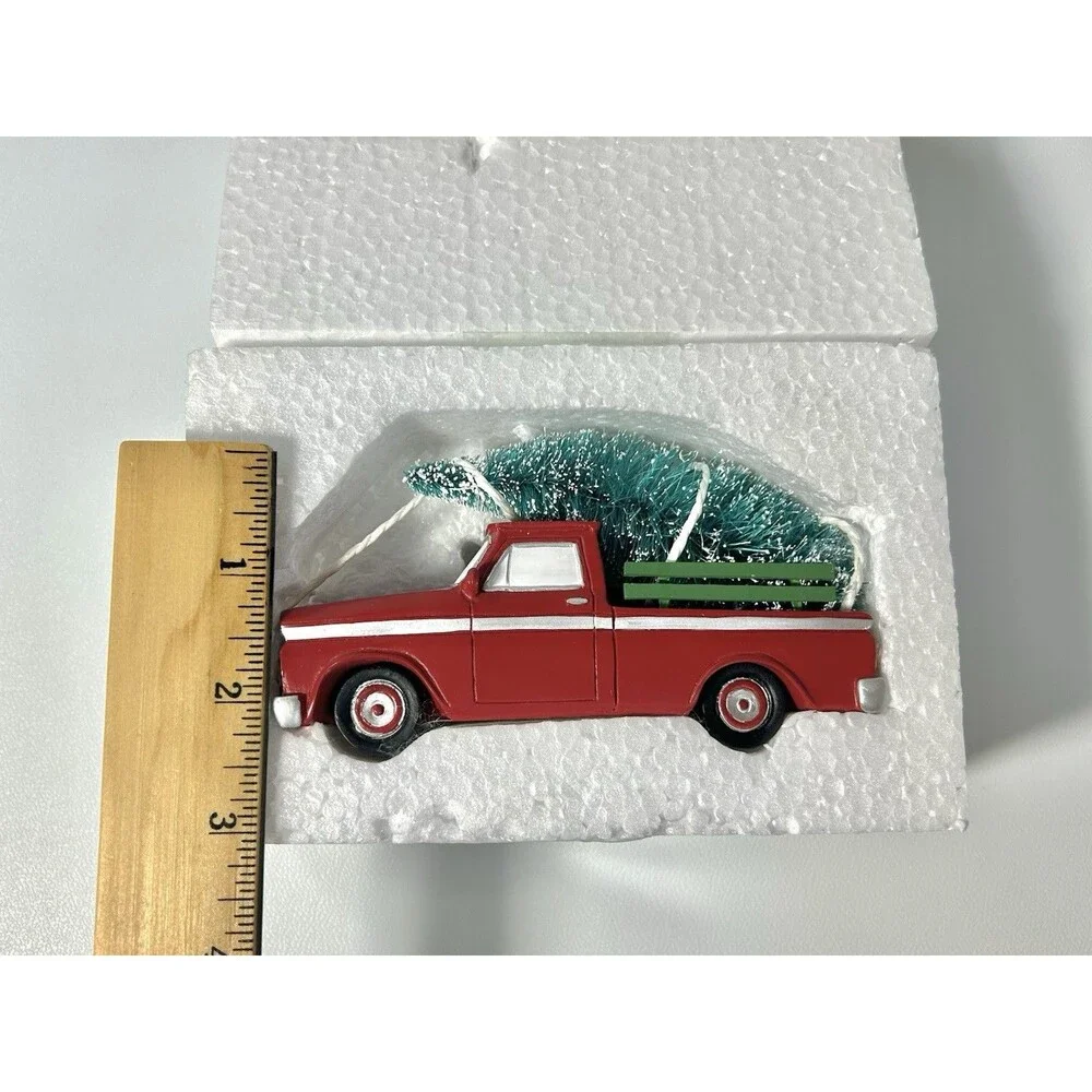 Department 56 Tree On Red Pickup Truck, Here Comes Christmas Village Decoration